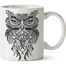 Baykuş Mavi Gözlü Porselen Kupa Bardak