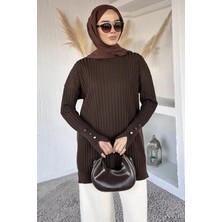 Julude Gülseli Bisiklet Yaka Tesettür Triko Tunik P-00020375