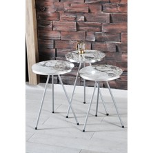 Orta Sehpa Gümüş  Elips Siyah Metal Ayak