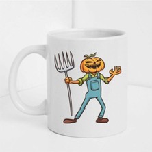 Bal Kabağı Figürlü Beyaz Baskılı Kupa