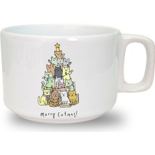 Yılbaşı Noel Baskılı Seramik Beyaz Kahve Kupası