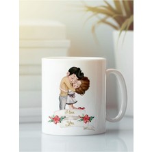 Beyaz Kupa Bardak G181 Aşk Yeniyıl Yılbaşı Noel Sevgi Evlilik