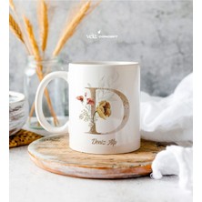 Kişiye Özel D Harfli Isimli Beyaz Kupa Bardak - Sevgiliye Hediye, Arkadaşa