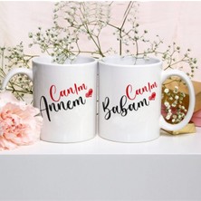 Hediye Anneler Günü Babalar Günü Canım Annem Canım Babam Baskılı Ikili Kupa Bardak 06366