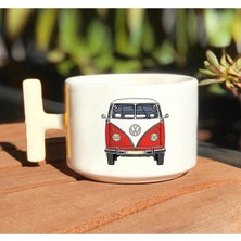 Volkswagen Kırmızı Samba Baskılı Beyaz T Kulp Kupa Bardak