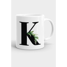 Porselen K Harfli Beyaz Kupa Bardak