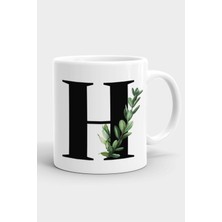 Porselen H Harfli Beyaz Kupa Bardak