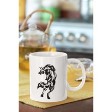 Vektörel Kurt Çizimi Baskılı Porselen Kupa Bardak