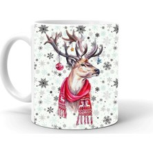 Yılbası Noel Temalı Baskılı Seramik Beyaz Kupa