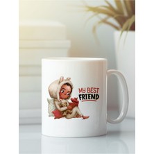 Beyaz Kupa Bardak G194 Aşk Dostluk Arkadaşlık Sevgi Kardeşlik Doğumgünü