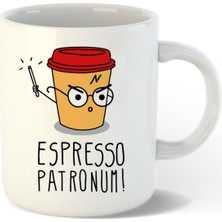 Espresso Patronum Seramik Baskılı Beyaz Kupa
