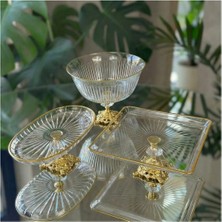 Çnr Home Collection Gold Detaylı Metal Ayaklı 3 Parça Sunum & Servis Seti
