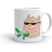 Beyaz Cömert Lama Baskılı Kupa