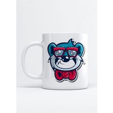 Kırmızı Gözlüklü Ayı Sticker Kupa Bardak