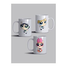 Üçlü Power Puff Girls Baskılı Kupa Bardak.