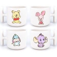 Winnie The Pooh Pooh, Iyor (Eeyore), Piglet 4'lü El Yapımı T Kulplu Fincan