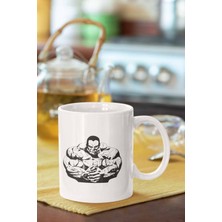 Kaslı Adam Silüeti Baskılı Porselen Kupa Bardak