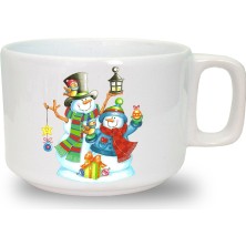 Yılbaşı Noel Baskılı Seramik Beyaz Kahve Kupası