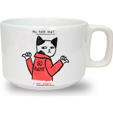 No Talk Me Im Angry Kedi Baskılı Seramik Beyaz Kahve Kupası 2