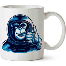 Astronot Maymun Monkeys Astronaut Space Porselen Kupa Bardak