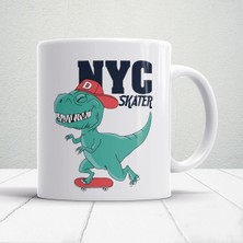 Kaykay Yapan Dinozor Figürlü Basklı Kupa