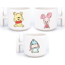 Winnie The Pooh Pooh, Iyor (Eeyore), Piglet 3'lü El Yapımı T Kulplu Fincan