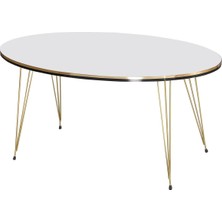 Orta Sehpa Elips Çift Gold Beyaz Tel Ayak