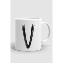 Porselen V Harfli Beyaz Kupa Bardak