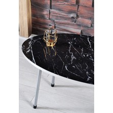 Orta Sehpa Elips Gümüş Metal Ayak Bendir Gümüş