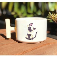 Kedi Baskılı Beyaz T Kulp Kupa Bardak