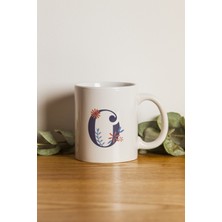 Porselen Lacivert O Harfi Kupa Bardak. .