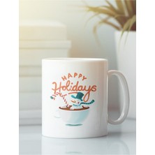 Beyaz Kupa Bardak Yeni Yıl Yılbaşı Kardan Adam