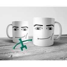 Roblox Man Face Kupa Bardak Model 5 ve Yeşil Gökkuşağı Arkadaşı Figür Seti