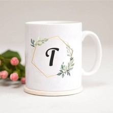 T Harfli Çerçeveli Baskılı Kupa Bardak