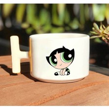 Powerpuff Girls Buttercup Baskılı Beyaz T Kulp Kupa Bardak