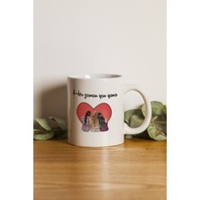 Porselen 3 Kız Her Zaman Yan Yana Motto Kupa Bardak. .