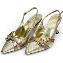 Elisa 123 7,30 cm Arkadan Açık Bağlamalı Kadın Günlük Klasik Topuklu Ayakkabı