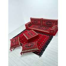 Bakırözü Home Sedir Deseni Şark Köşesi Takımı Yer Minderi Seti  Sünger Dahil 9 Parça(Çökmeyen Sünger)