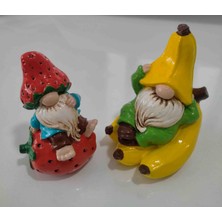 Ikili Muz Biblo 14 Cm, Çilek Biblo 12CM Cüce Biblo Gnome Biblo