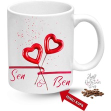 Caisya Sevgililer Günü Hediyesi Kalpli Isimli Baskılı Porselen Kupa Bardak