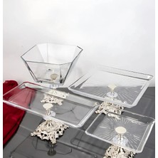 Çnr Home Collection 4 Parça  Metal Ayaklı Kurabiyelik Sunumseti