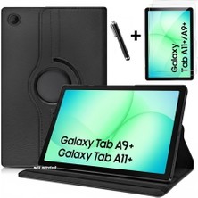 M.TK Moveteck Samsung Galaxy Tab A11 Plus / A9 Plus 11 Inç Kılıf 360 Derece Dönebilen Kapaklı Tablet Kılıf + Ekran Koruyucu + Kalem Set