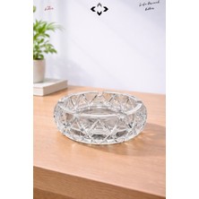 Liground Kristal Bombeli Şeffafcam Küllük | Premium Ağır Cam | Şık & Modern Masaüstü Küllük 10 cm