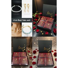 Xtakı Hediye Kutusu Sevgiliye Hediye Takı Seti - Çelik Kolye Bileklik Küpe (4'lü Konsept Doğum Günü Hediye