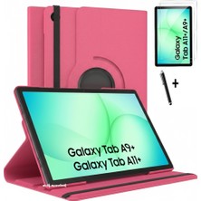 M.TK Moveteck Samsung Galaxy Tab A11+ Plus / A9 + Plus 11 Inç Kılıf 360 Derece Dönebilen Kapaklı Tablet Kılıf + Ekran Koruyucu + Kalem Set