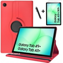 M.TK Moveteck Samsung Galaxy Tab A11+ Plus / A9 + Plus 11 Inç Kılıf 360 Derece Dönebilen Kapaklı Tablet Kılıf + Ekran Koruyucu + Kalem Set