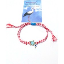 Funny Takı Mavi Yıldız Minik Beyaz Nazar Boncuklu Ince Örgülü Ipli Marteniçka Bileklik