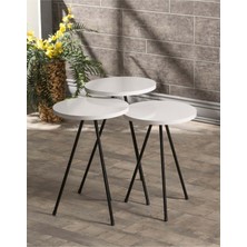 Zigon Sehpa 3 Lü Metal Ayak Beyaz