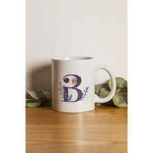 Porselen - Lacivert B Harfi Kupa Bardak- Makinede Yıkanabilir