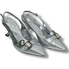 Elisa 123 7,30 cm Arkadan Açık Bağlamalı Kadın Günlük Klasik Topuklu Ayakkabı